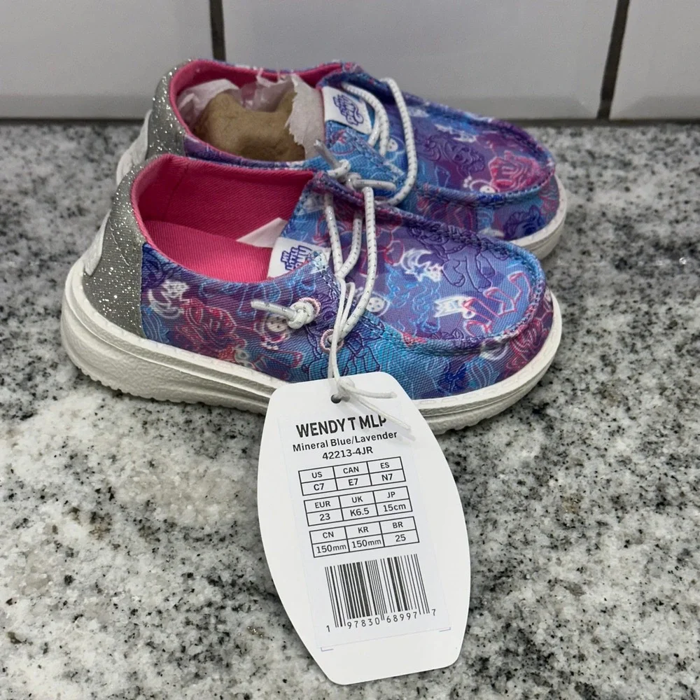 Hey Dude Kids C7 Wendy Loafer Blue Lavender My Little Pony Glitter Magic Limited